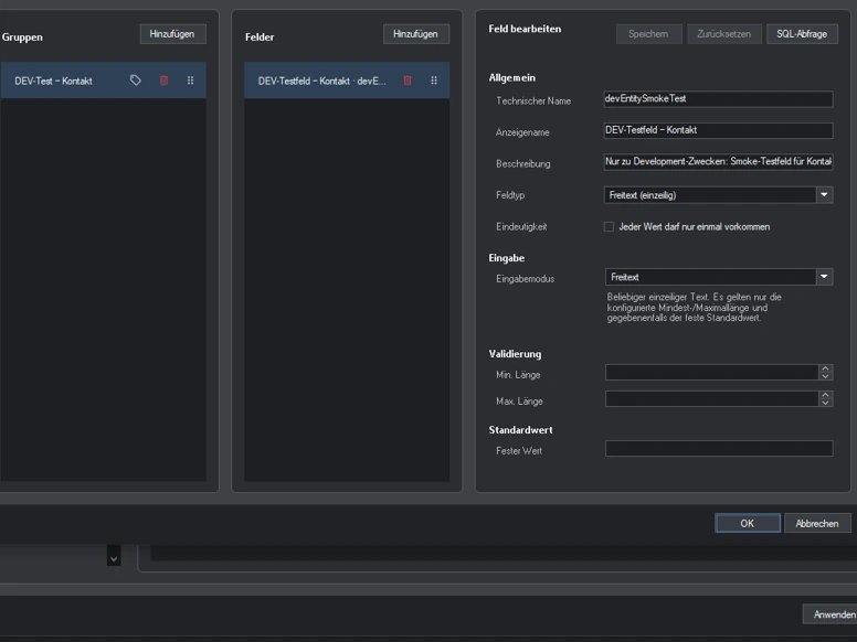 Customizer für easyjob 6: Bearbeiten eines Benutzerfelds